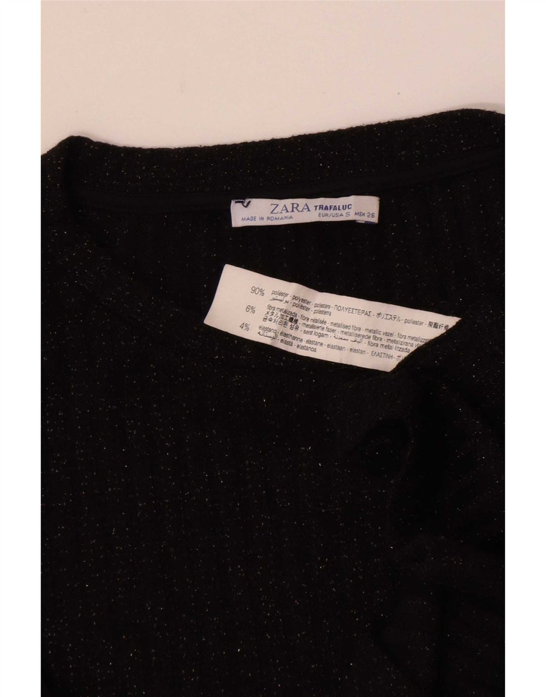T-shirt da donna Zara Top UK 10 piccola in poliestere chiazzato nero
