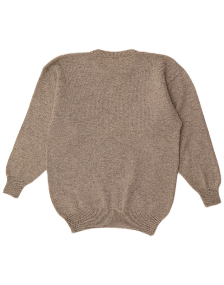 Maglione maglione girocollo da uomo Shetland Jeneros grigio medio geometrico