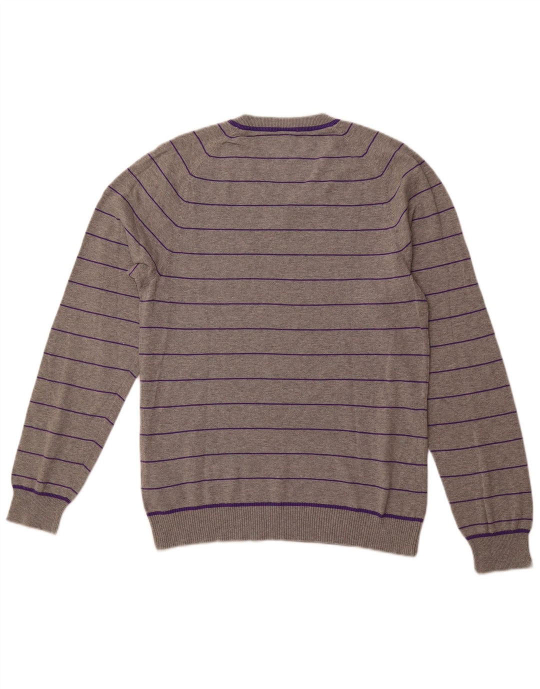 Maglione maglione con scollo a V da uomo NIKE UK 38/40 cotone a righe grigio medio