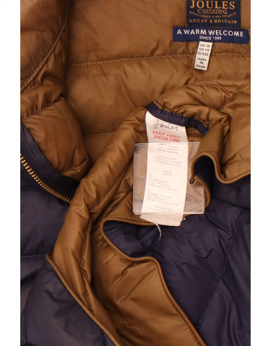 Giacca imbottita da donna Joules UK 18 XL blu navy in poliammide