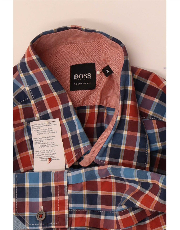 Camicia da uomo Regular Fit Hugo Boss in cotone a quadri blu medio