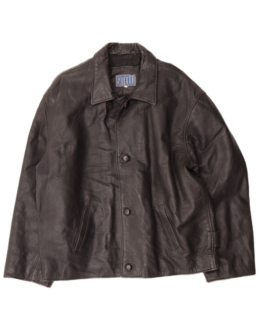 SITELLI Mens Leather Jacket IT 54 2XL Black Leather