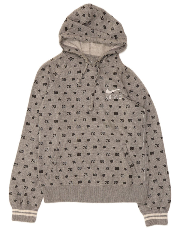 Maglia con cappuccio grafica Nike da donna UK 12/14 Cotone grigio medio