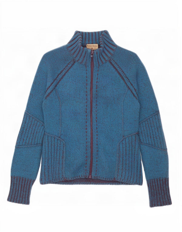 Marlboro Classics Maglione cardigan con zip intera da donna UK 18 XL Lana d'agnello blu