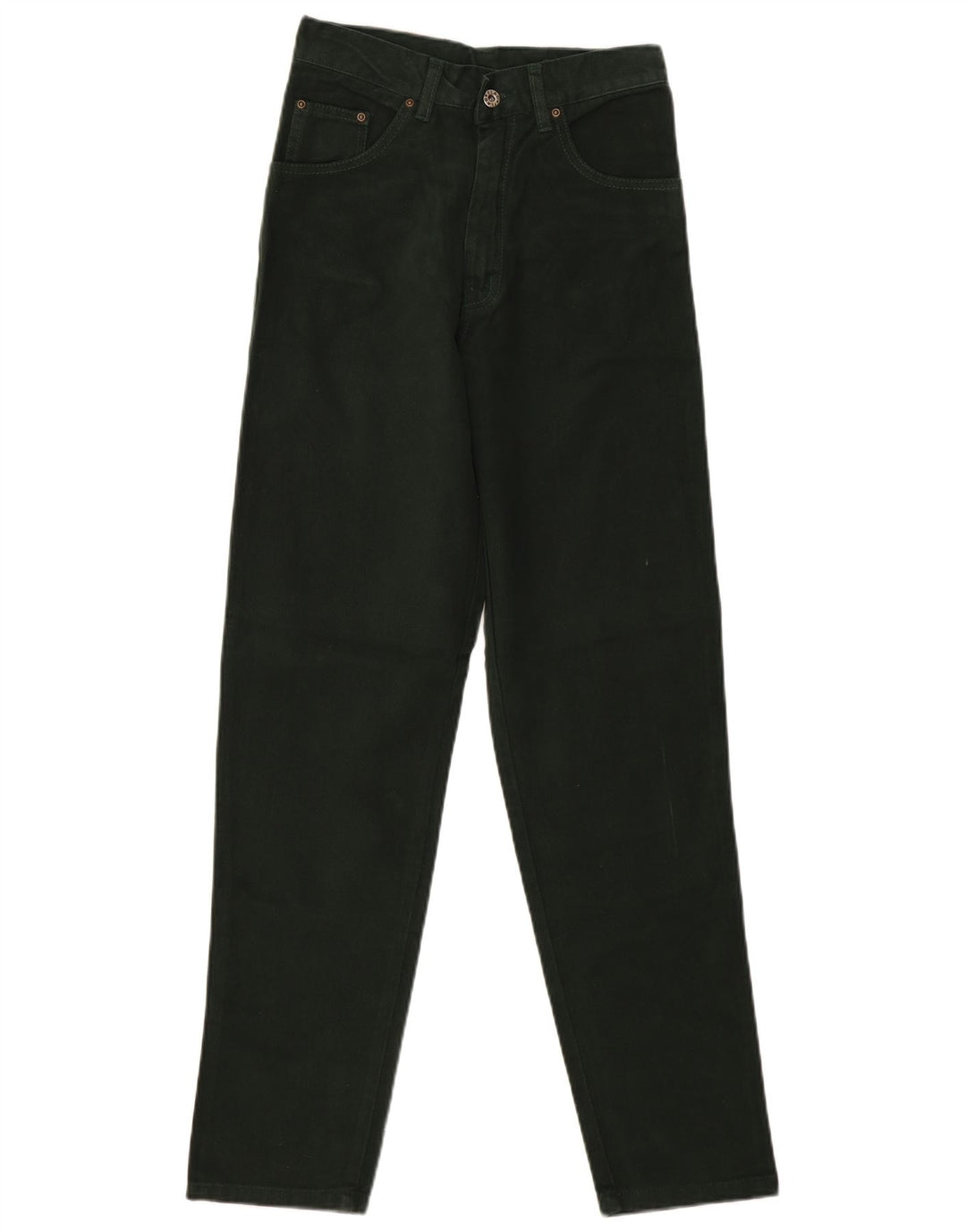 Jeans slim a vita alta da donna VINTAGE EU 36 piccolo W28 L31 cotone verde