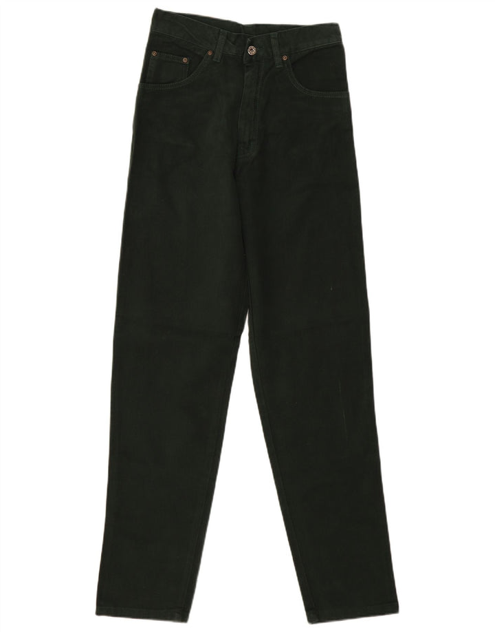 Jeans slim a vita alta da donna VINTAGE EU 36 piccolo W28 L31 cotone verde