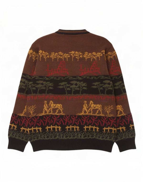 Maglione girocollo con grafica vintage da uomo IT 48 Fair Isle marrone medio