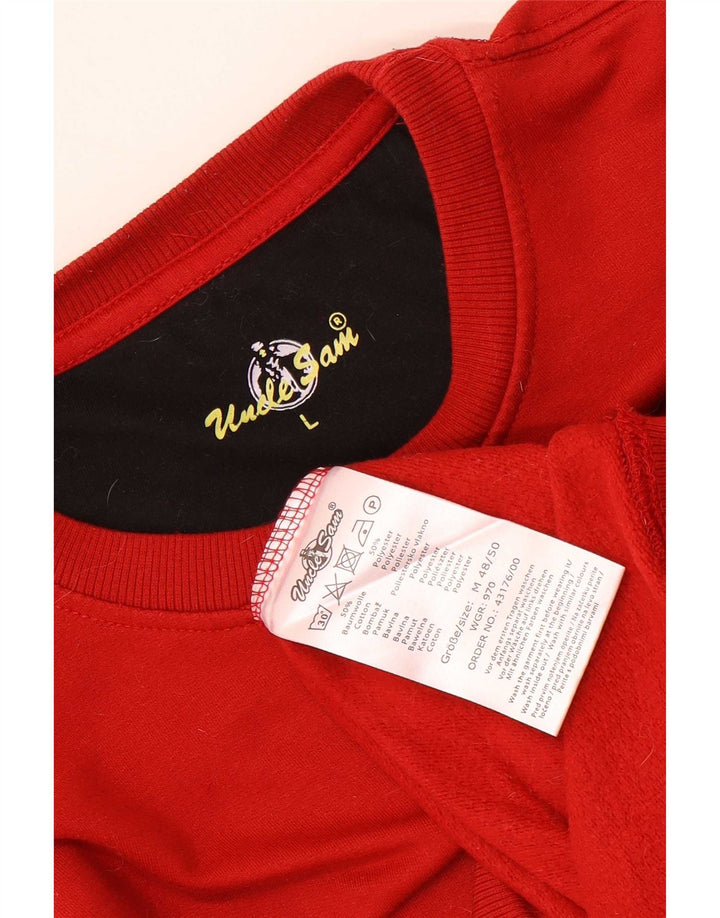 Felpa grafica da uomo di Zio Sam, maglione grande, cotone rosso