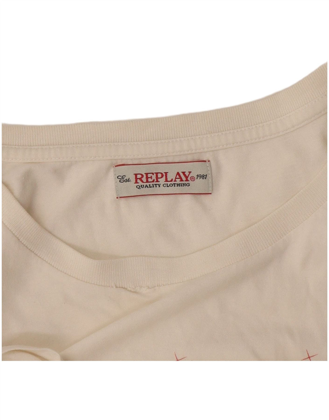 Replay T-shirt grafica da donna Top UK 16 Large Bianco sporco
