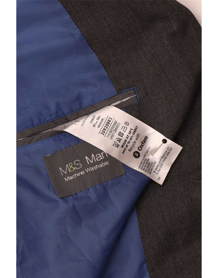 Marks & Spencer Giacca blazer a 2 bottoni da uomo UK 38 Poliestere grigio medio