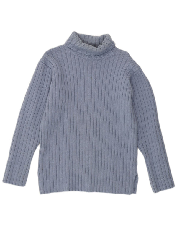 JIGSAW Maglione maglione a collo alto da donna UK 14 Lana blu medio