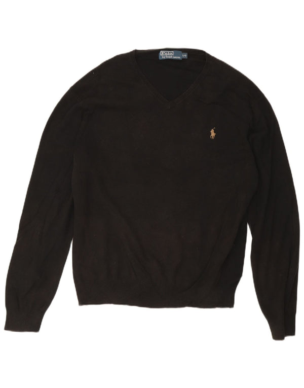 Polo Ralph Lauren Maglione da uomo con scollo a V grande cotone nero