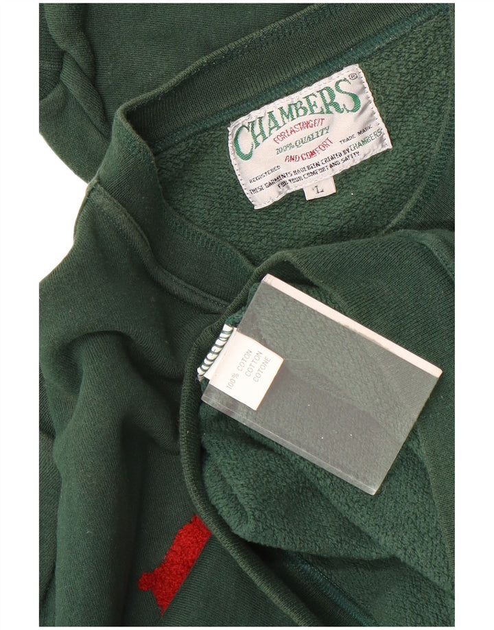 Felpa grafica da uomo Chambers, maglione grande, cotone verde