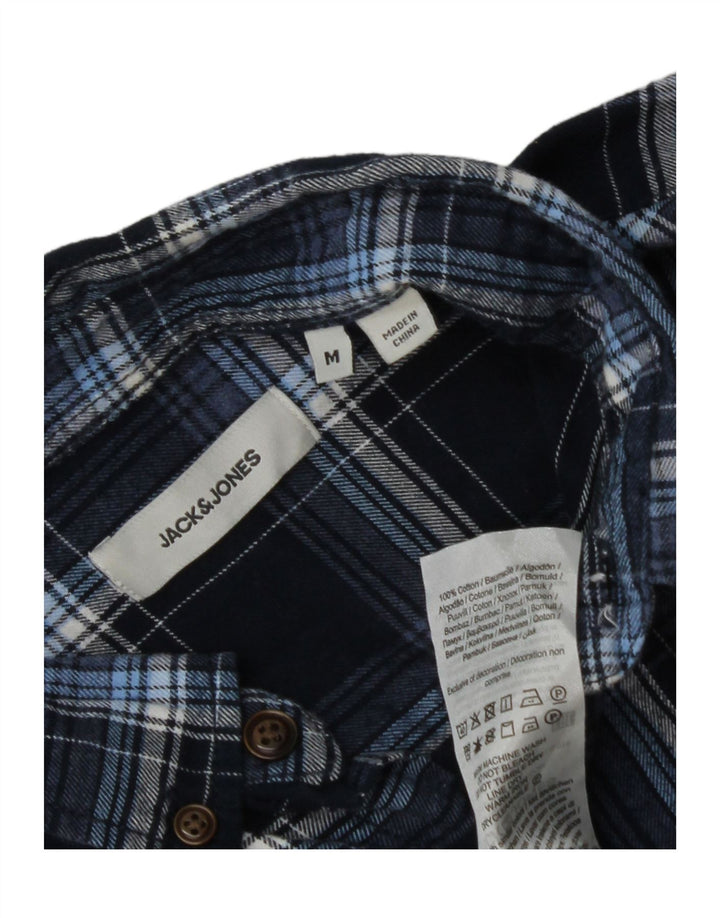 JACK & JONES Mens Flannel Shirt Medium Navy Blue Check Cotton Vintage Jack & Jones and Second-Hand Jack & Jones from Messina Hembry 