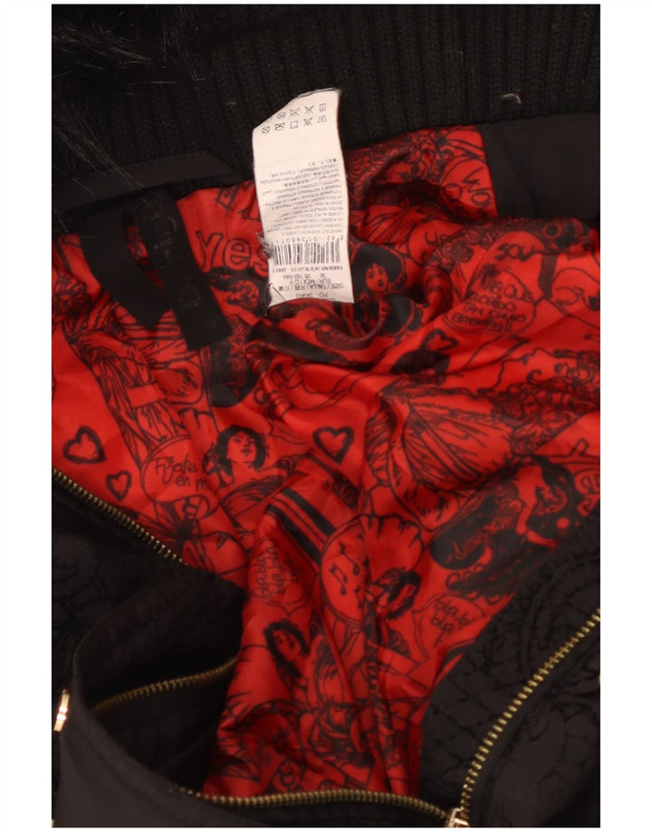 Giacca imbottita con cappuccio da donna Desigual EU 36 Small Black Paisley