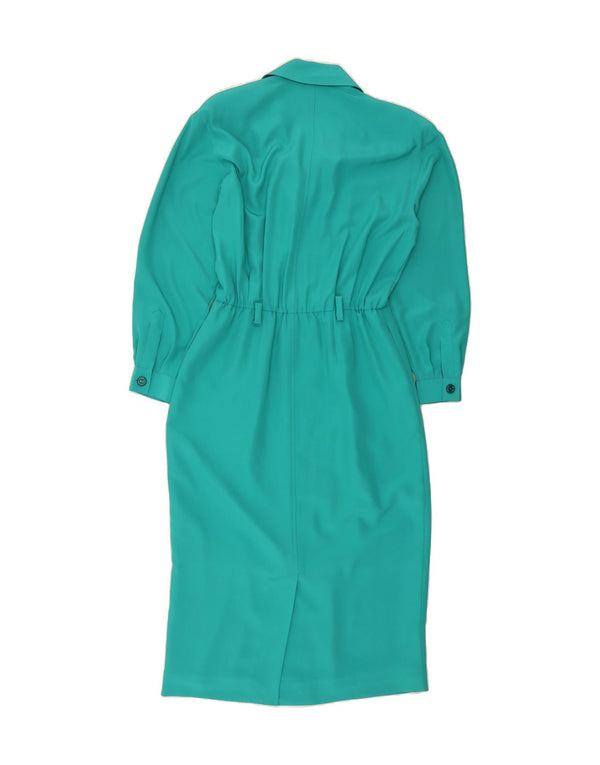 TALBOTS Womens Long Sleeve Shirt Dress US 12 Large Turquoise Polyester