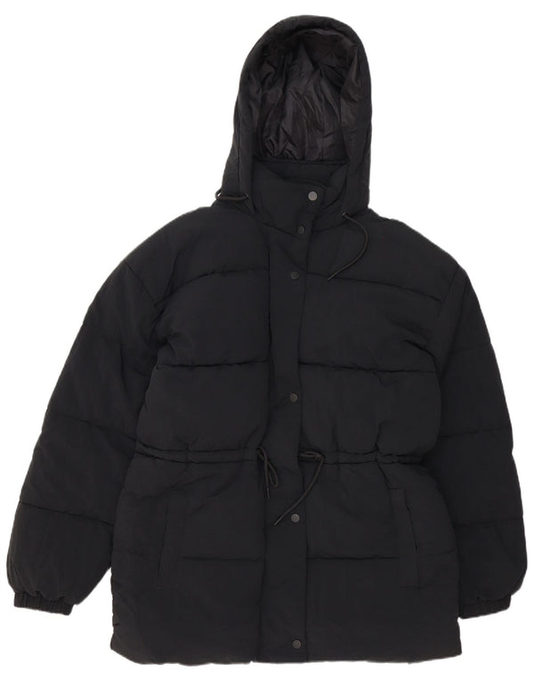 Giacca imbottita oversize con cappuccio da donna Topshop UK 8 piccola poliestere nero