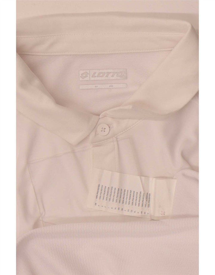 Polo da uomo Lotto in poliestere bianco medio
