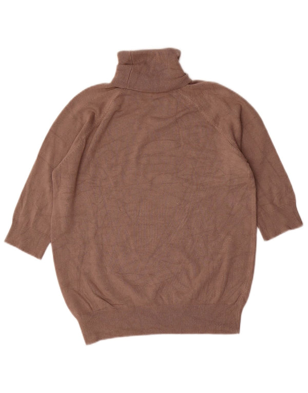 Maglione corto a collo alto con maniche corte a mezza manica da donna Zara UK 14 Marrone medio