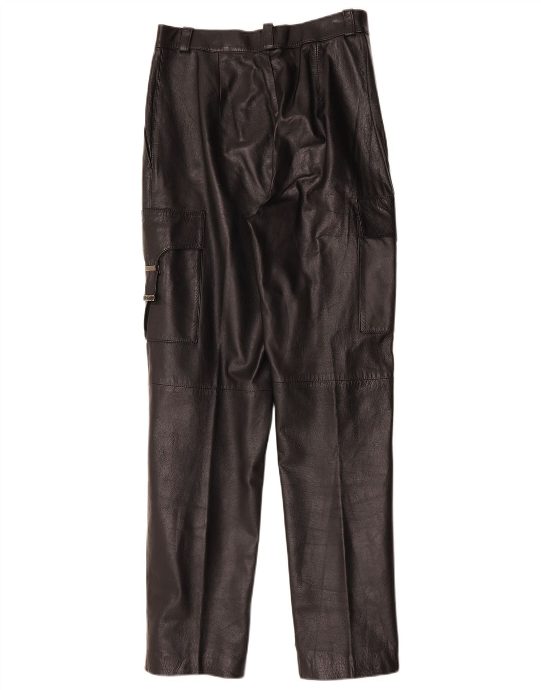 Pantaloni cargo dritti in pelle da donna FLORENTIA IT 44 medio W28 L31 neri