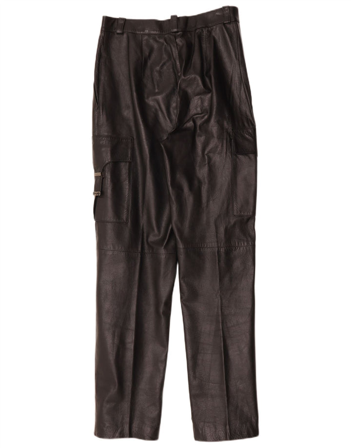 Pantaloni cargo dritti in pelle da donna FLORENTIA IT 44 medio W28 L31 neri