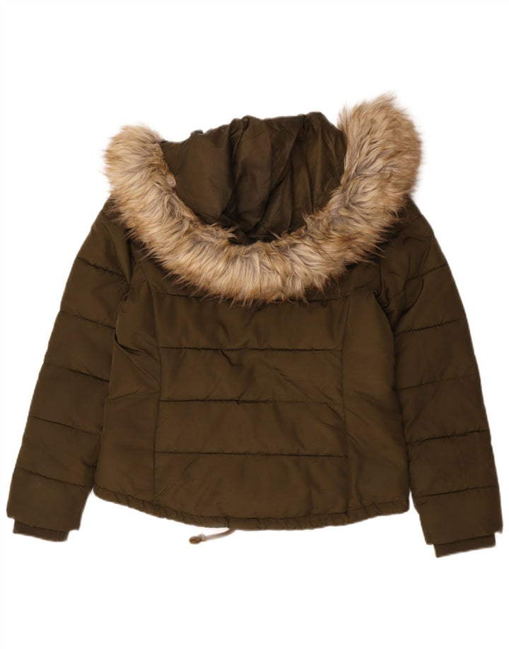 Giacca imbottita con cappuccio da donna Topshop UK 12 poliestere kaki medio