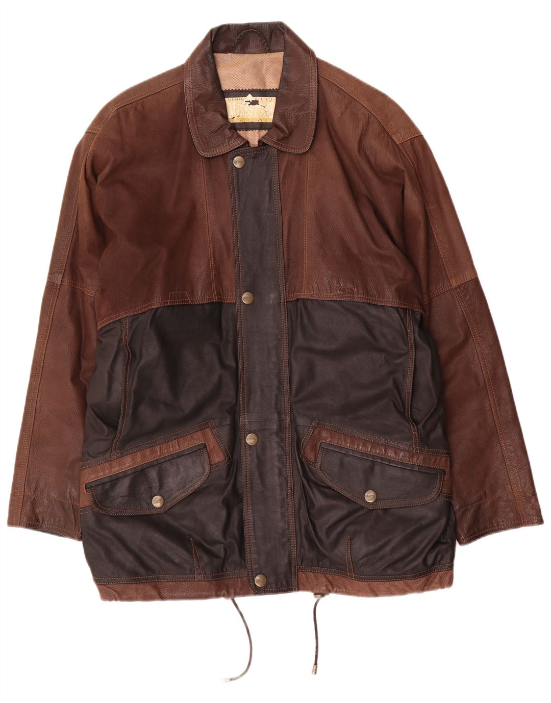 Giacca in pelle da uomo Milestone UK 48 4XL Pelle color block marrone