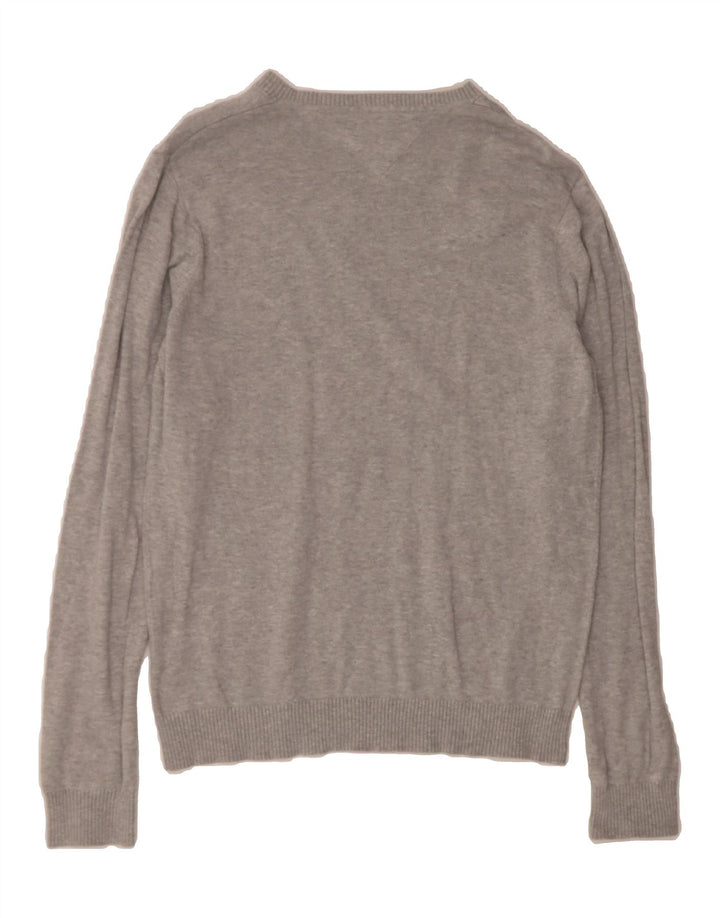 TOMMY HILFIGER Mens V-Neck Jumper Sweater Small Grey Cotton Vintage Tommy Hilfiger and Second-Hand Tommy Hilfiger from Messina Hembry 
