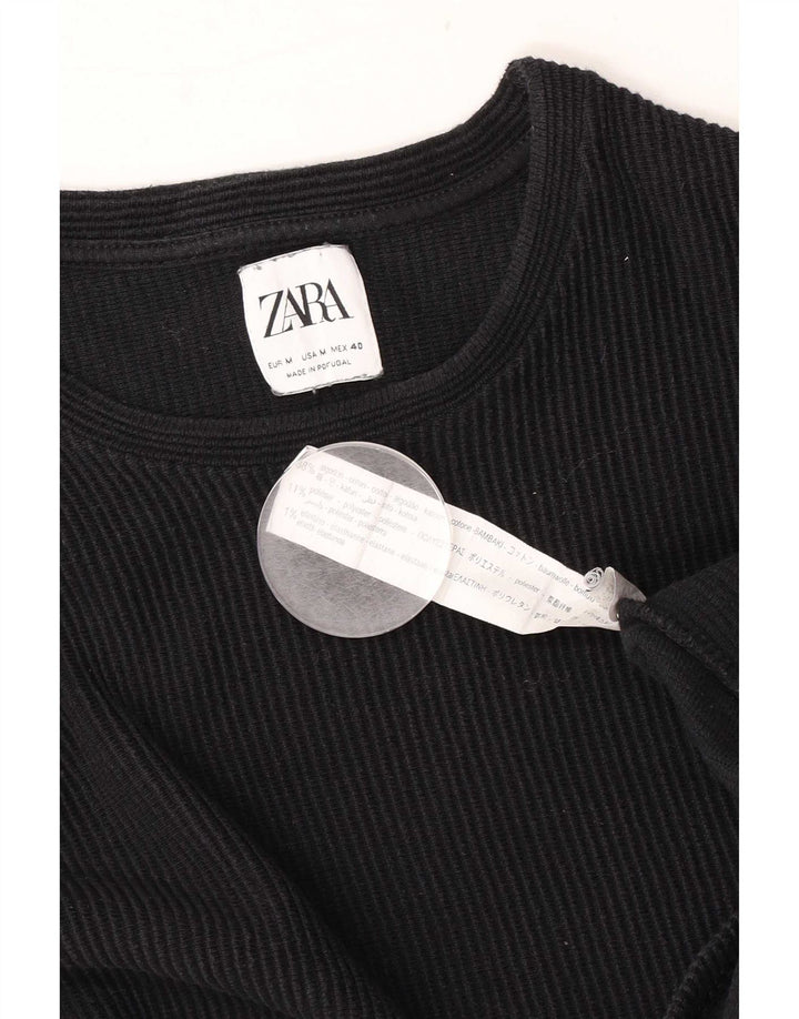 Top Zara da uomo a maniche lunghe in cotone nero medio