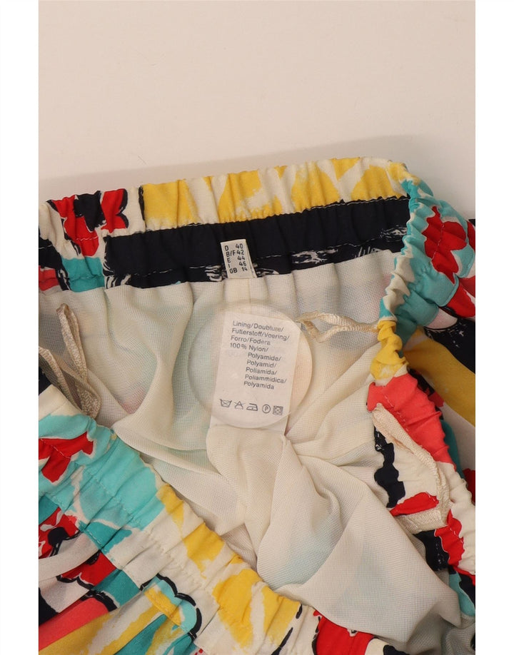 Gonna a pieghe vintage da donna con motivo astratto a coltello UK 14 media W32 Multic