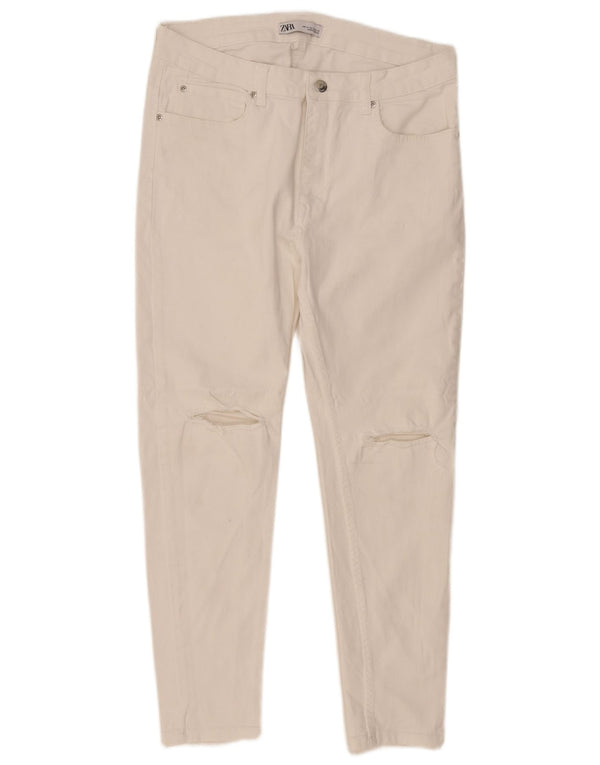 Zara Womens Distressed Skinny Jeans EU 46 XL W36 L27 White