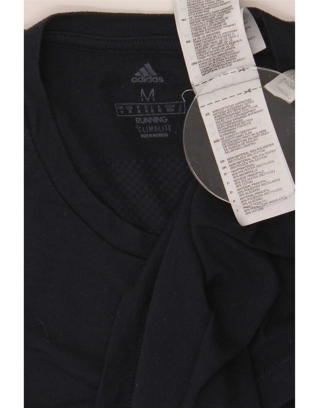 T-shirt Adidas Climalite da uomo Top medio in poliestere blu navy