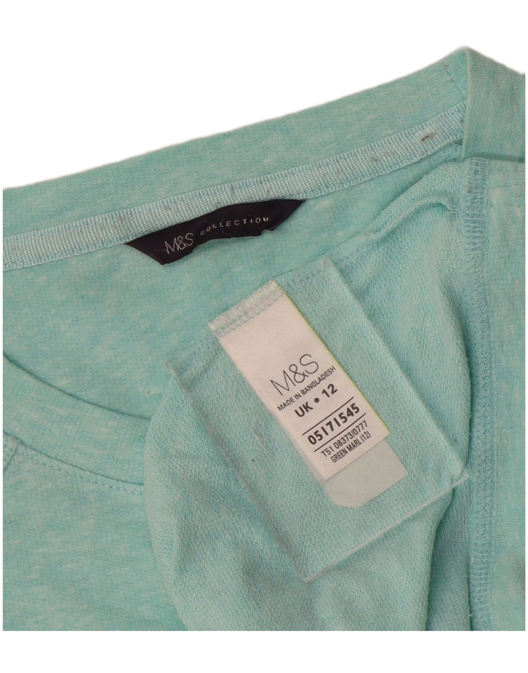 MARKS & SPENCER Felpa da donna Maglione UK 12 Cotone screziato blu medio