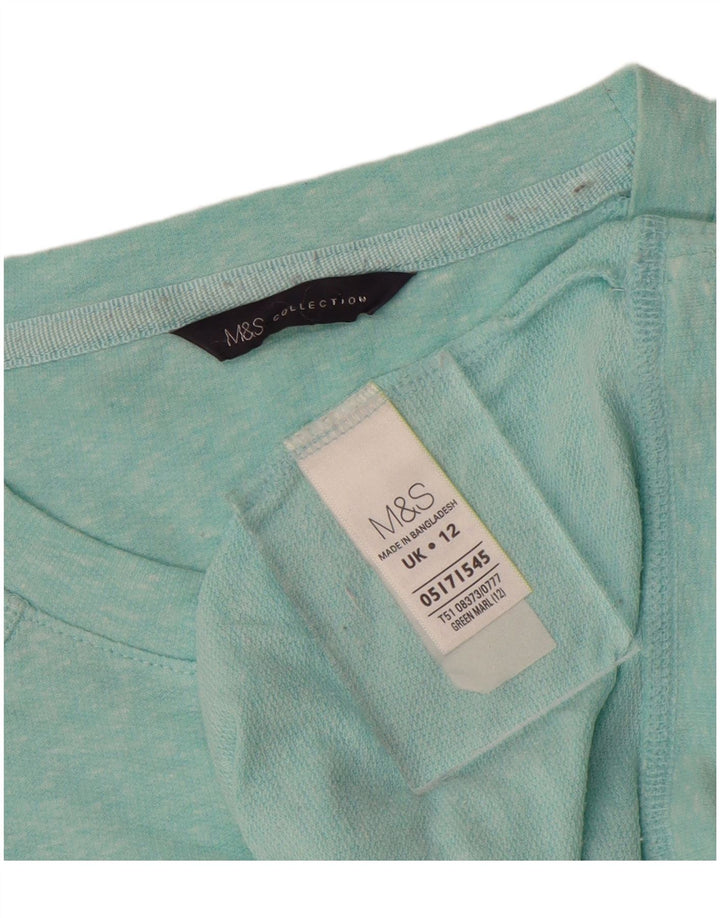 MARKS & SPENCER Felpa da donna Maglione UK 12 Cotone screziato blu medio