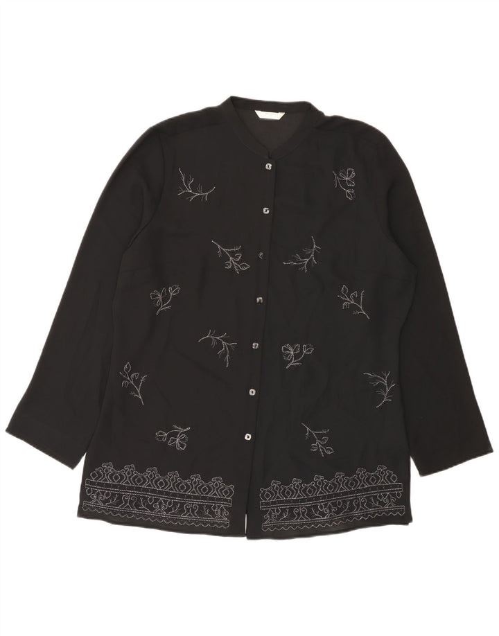 Camicetta camicia da donna Marks & Spencer UK 14 grande floreale nero