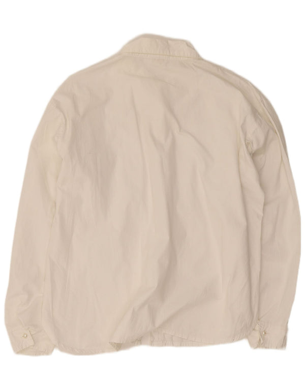 Camicetta camicia vintage da donna UK 14 floreale bianco medio