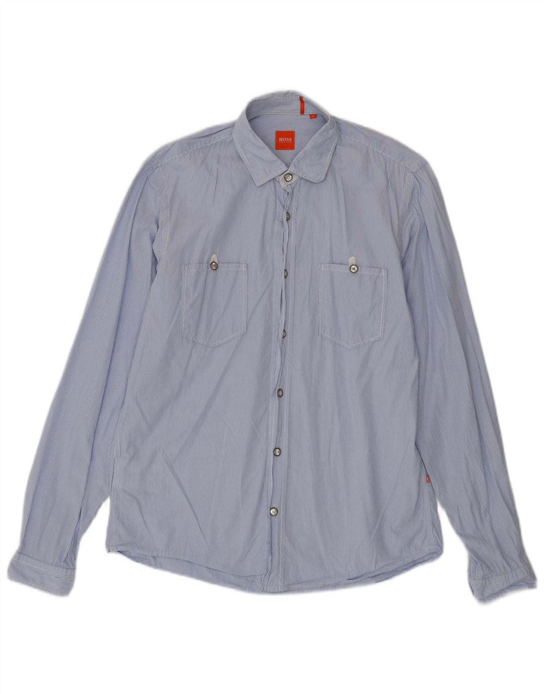 Camicia da uomo Hugo Boss in cotone gessato blu medio