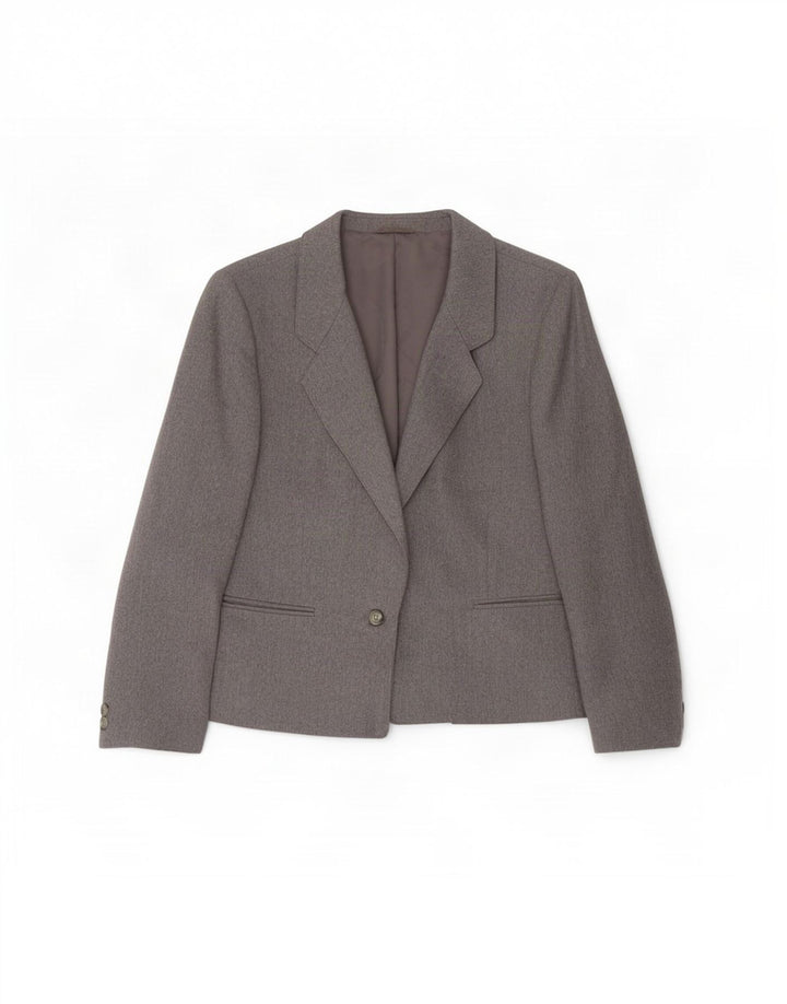 Giacca blazer a 1 bottone da donna St Michael UK 14 grande lana grigia