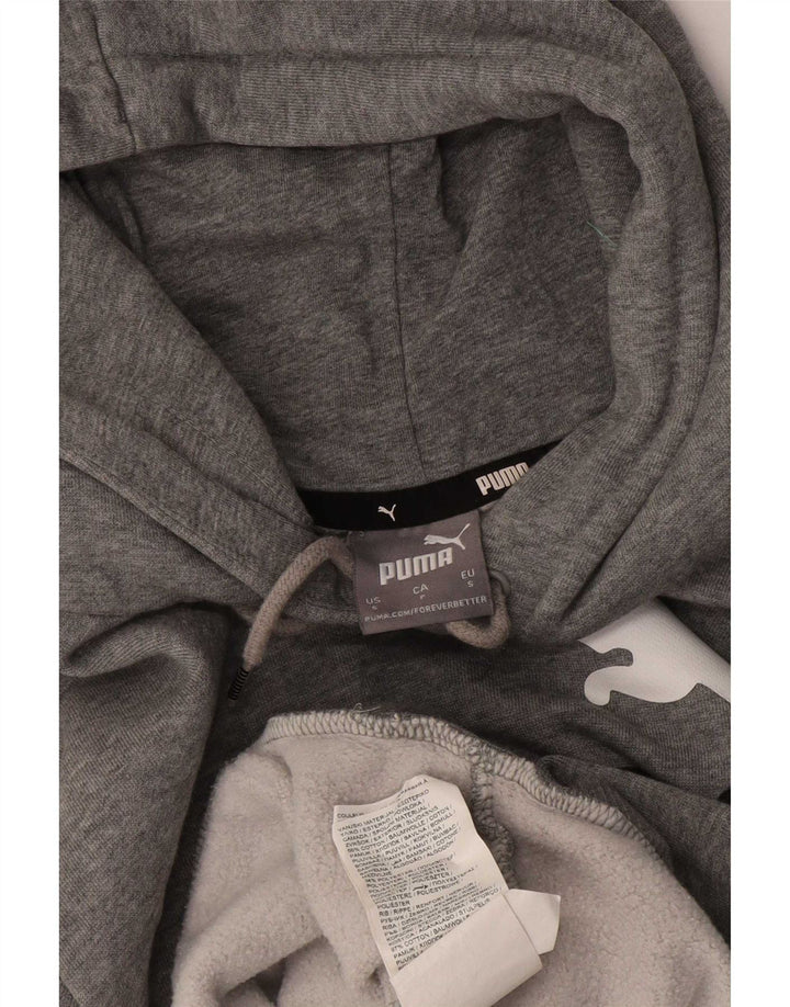 Felpa con cappuccio grafica da uomo Puma piccola in cotone grigio