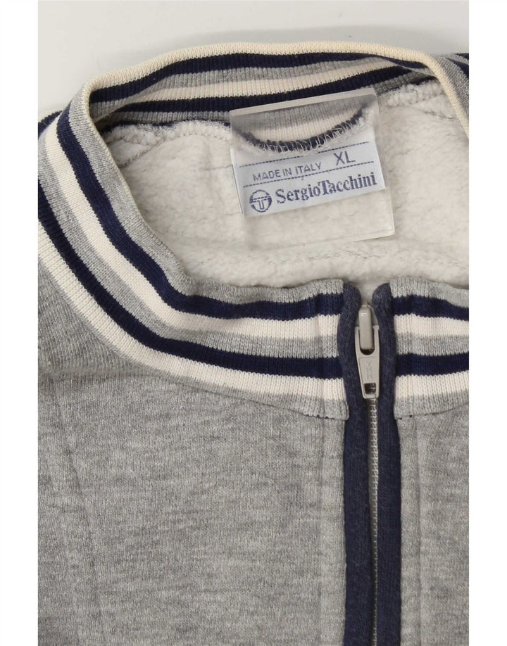 Sergio Tacchini Felpa da uomo con zip e collo maglione XL grigio color block