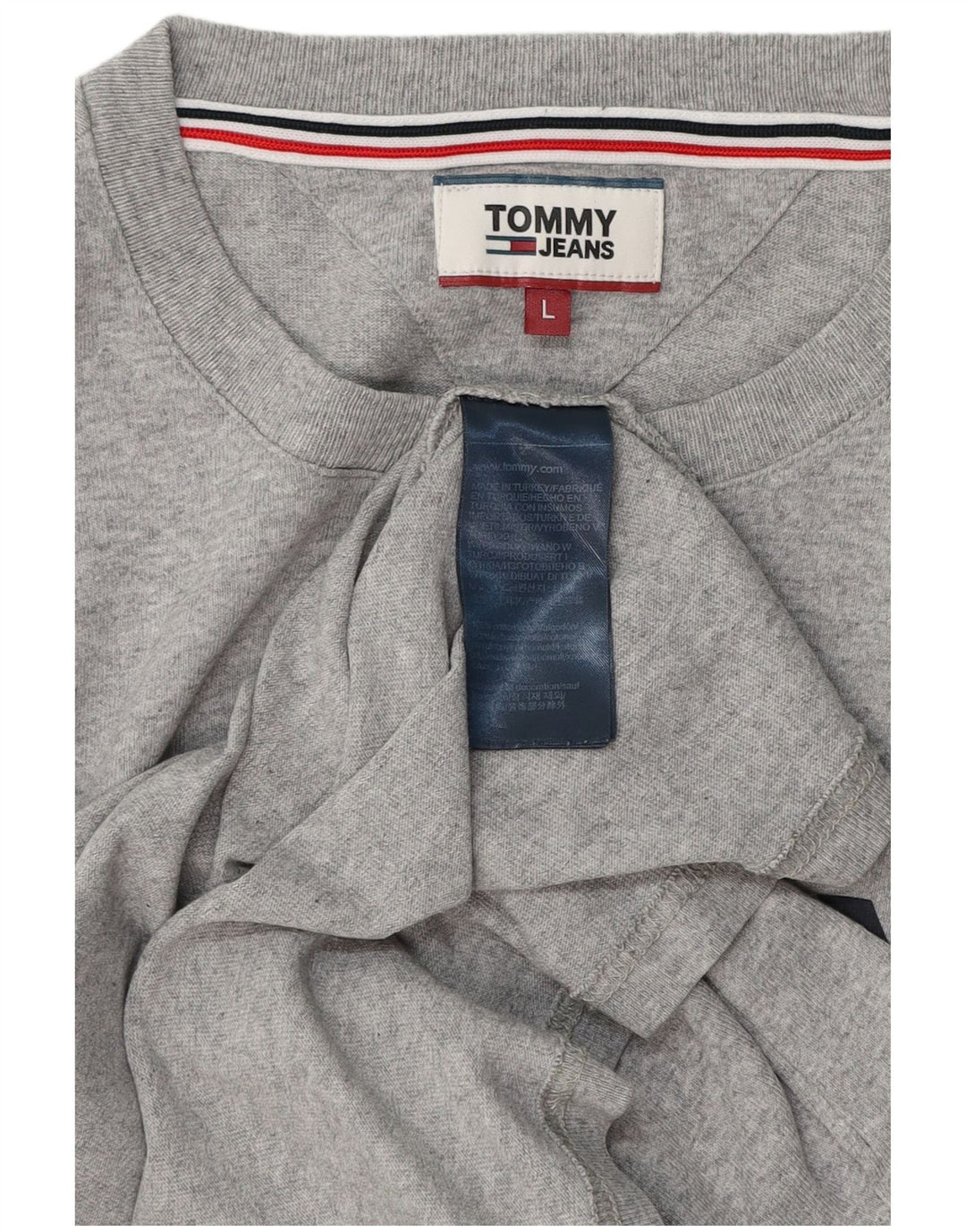 TOMMY HILFIGER T-shirt grafica da uomo Top grande in cotone grigio