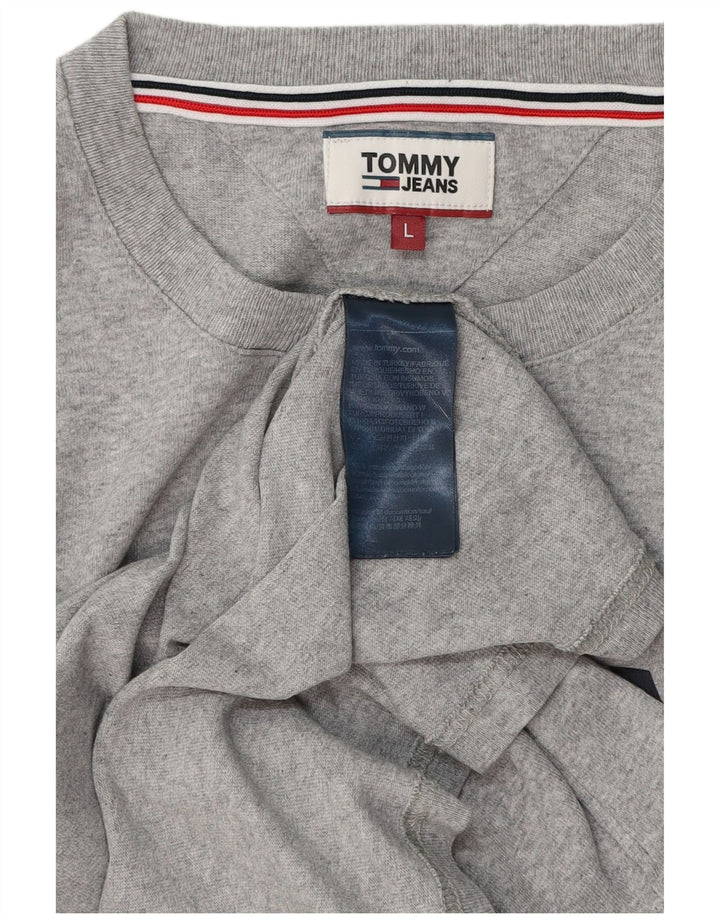 TOMMY HILFIGER T-shirt grafica da uomo Top grande in cotone grigio