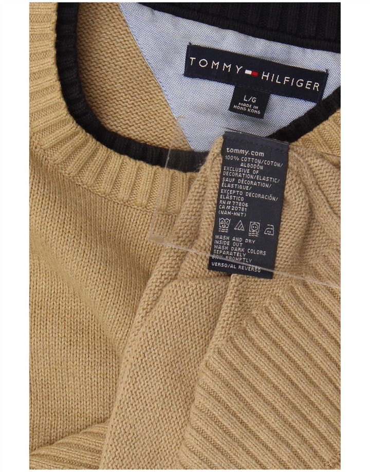 TOMMY HILFIGER Maglione maglione girocollo da uomo grande cotone beige