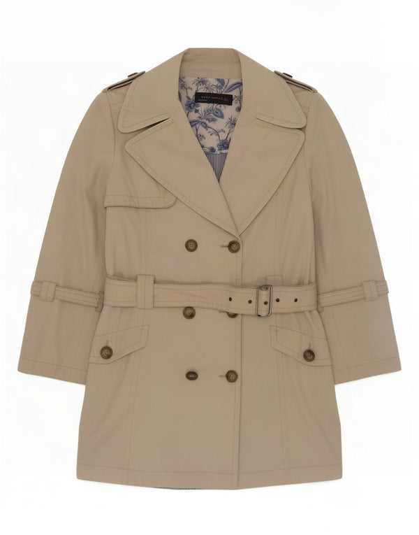 Trench da donna con maniche a 3/4 Zara UK 14 grande in cotone beige