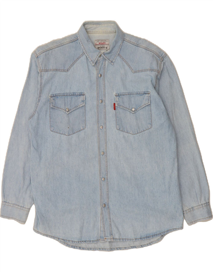 PERRY'S Mens Denim Shirt Large Blue Cotton Vintage Perry's and Second-Hand Perry's from Messina Hembry 