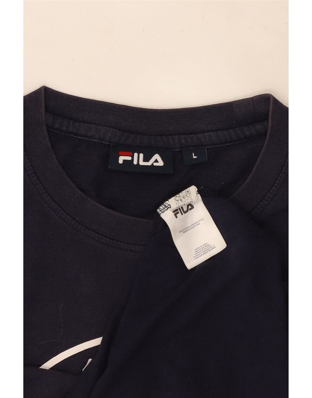 T-shirt grafica da uomo Fila Top Large in cotone blu navy