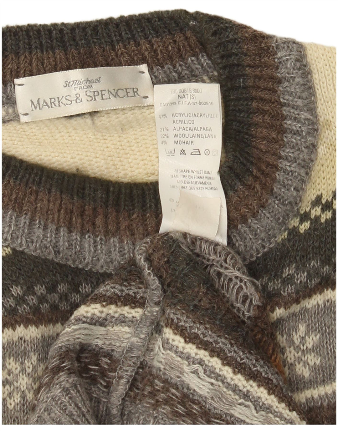 Marks & Spencer Maglione maglione girocollo da uomo St. Michael piccolo marrone