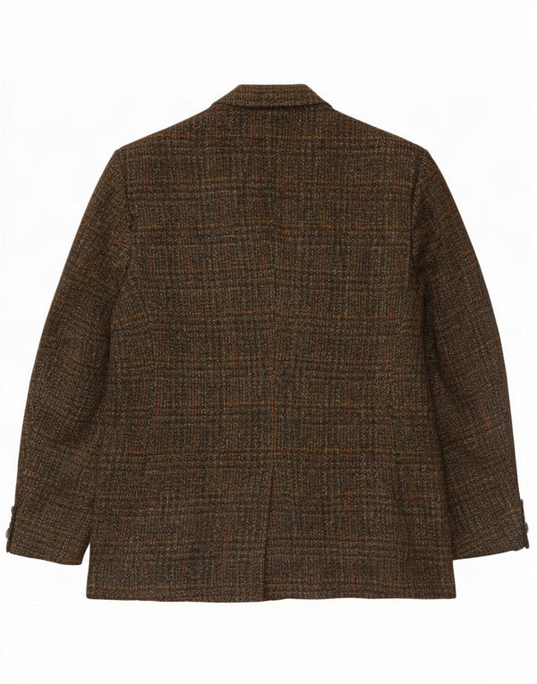 Giacca blazer a 3 bottoni da uomo Harris Tweed UK 38 lana scozzese media kaki
