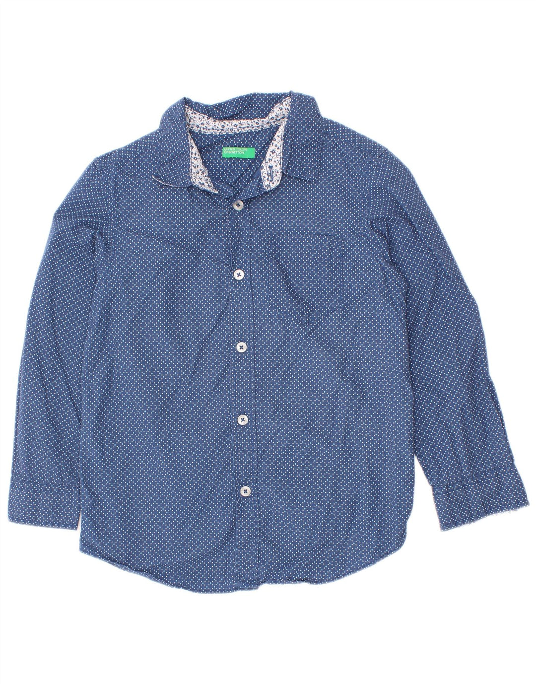 Maglia Benetton Bambino 4-5 Anni XS Cotone Maculato Blu