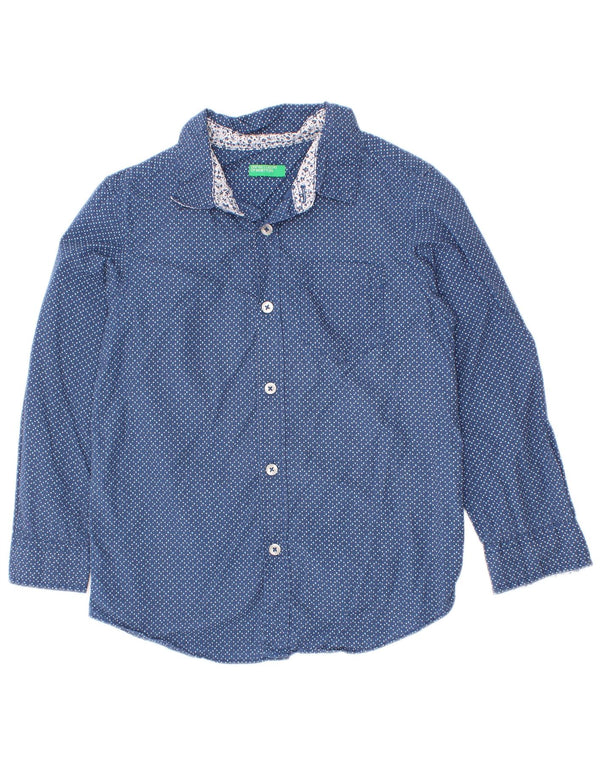 Maglia Benetton Bambino 4-5 Anni XS Cotone Maculato Blu